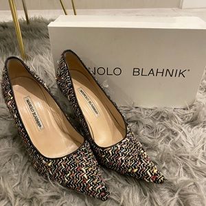 Authentic Manolo Blahnik Bella Fabric Heels